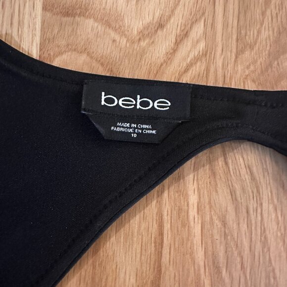 Bebe Removable Peplum Black Cocktail Dress Sleeveless Size 10 - Picture 5 of 7